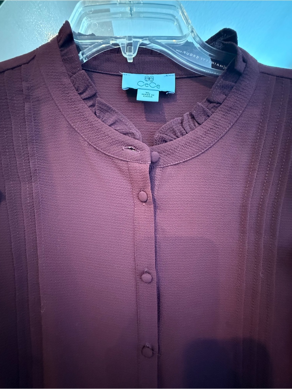 CeCe Burgundy Knit Top with Subtle Texture
